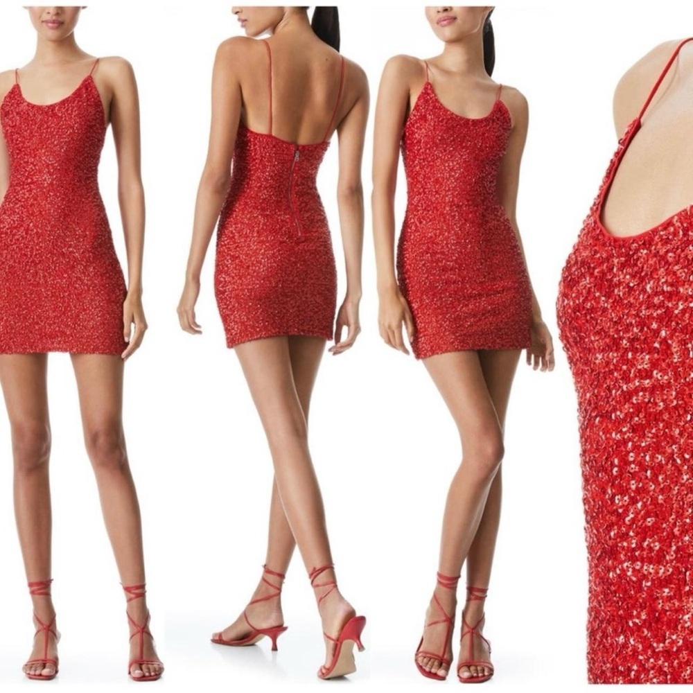 Alice + Olivia Sparkling Red Mini Dress